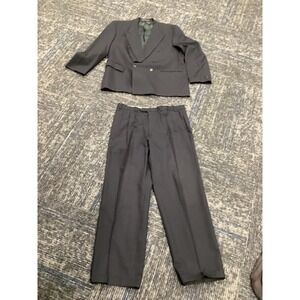 Marks & Spencer Mens Double Breasted Suit Set Peak Lapel Pleated Pants Black